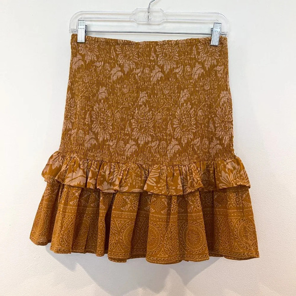 Spell & the Gypsy Lioness Gold Floral Bohemian Cropped Long Sleeve & Skirt Set M - Picture 6 of 10